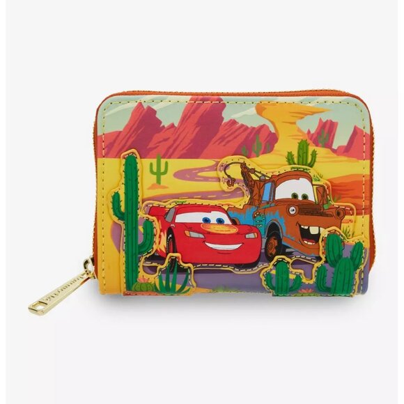 Loungefly Pixar Cars Lightning McQueen Tow Mater Desert Backpack and Wallet NWT - Picture 6 of 9